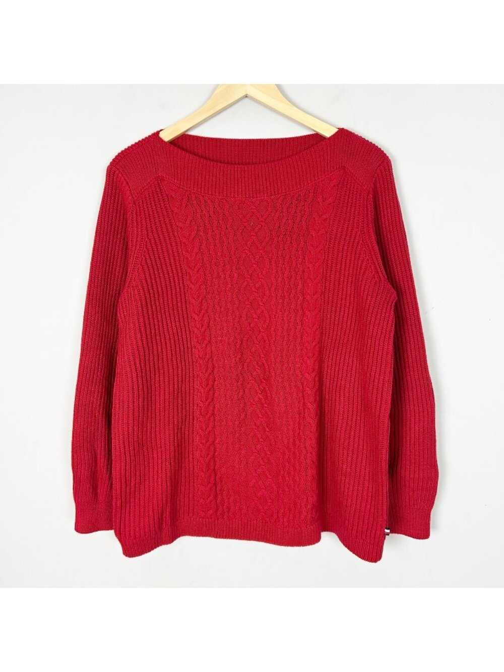 NEW Tommy Hilfiger Red Fisherman Boat‎ Neck Sweater Size Large Women's